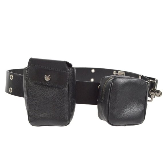 Dior Handbags - Christian Dior Twin Pochette Belt Bum Bag Black Leather Italy #85 MA-0052 160825